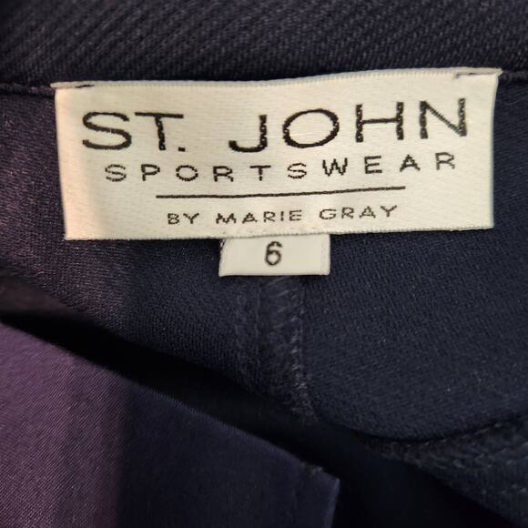 ST. JOHN Sportswear Santana Knit Navy Slacks Straight Leg Women's Pants 6 - Picture 2 of 7